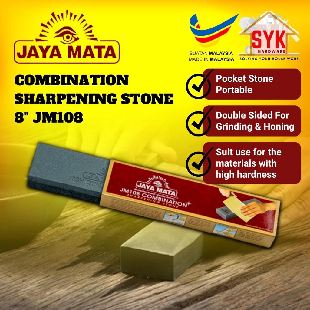 SYK Jaya Mata Knife Sharpening Stone 8" JM108 Knife Sharpener Stone Kitchenware Pengasah Batu Asah Pisau 磨刀石