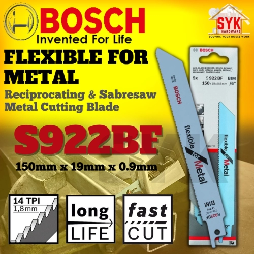 SYK Bosch S922BF (150x19x 0.9mm) Flexible For Metal Sabresaw Blade Reciprocating Metal Cutting Blade 2608656014