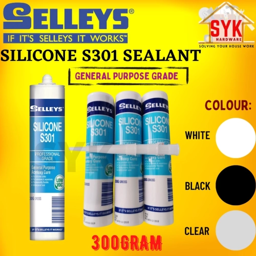 SYK SELLEYS SILICONE S301 Silicon Glass Waterproof Seal Aquarium Wood Window Glue Gam Silikon (Black,White,Clear)