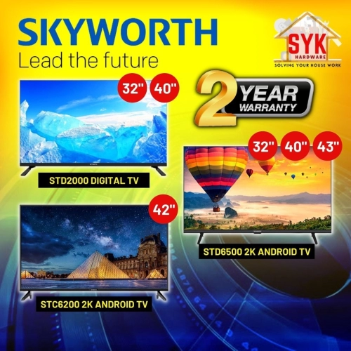 SYK SKYWORTH 32/40/42/43 Inch STD2000 Digital LED TV STD6500 STC6200 Android Television Smart TV Antena TV Digital