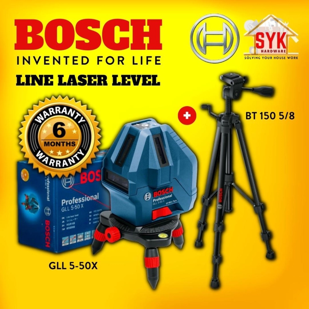 SYK Bosch GLL 5-50 X + BT 150 (5/8) Line Laser Level Tripod Laser  Measurement Laser Level Digital Lazer Level Laser Negeri Sembilan, Malaysia  Supplier, Seller, Provider, Authorized Dealer | JUN SENG TRADING & IRON  WORKS