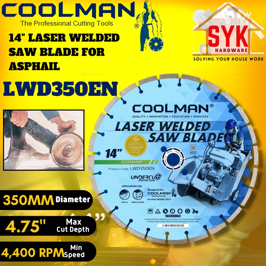 SYK Coolman 14 Inch LWD350EN Laser Welded Saw Blade Cutting Blade Concrete Blade Potong Batu konkrit