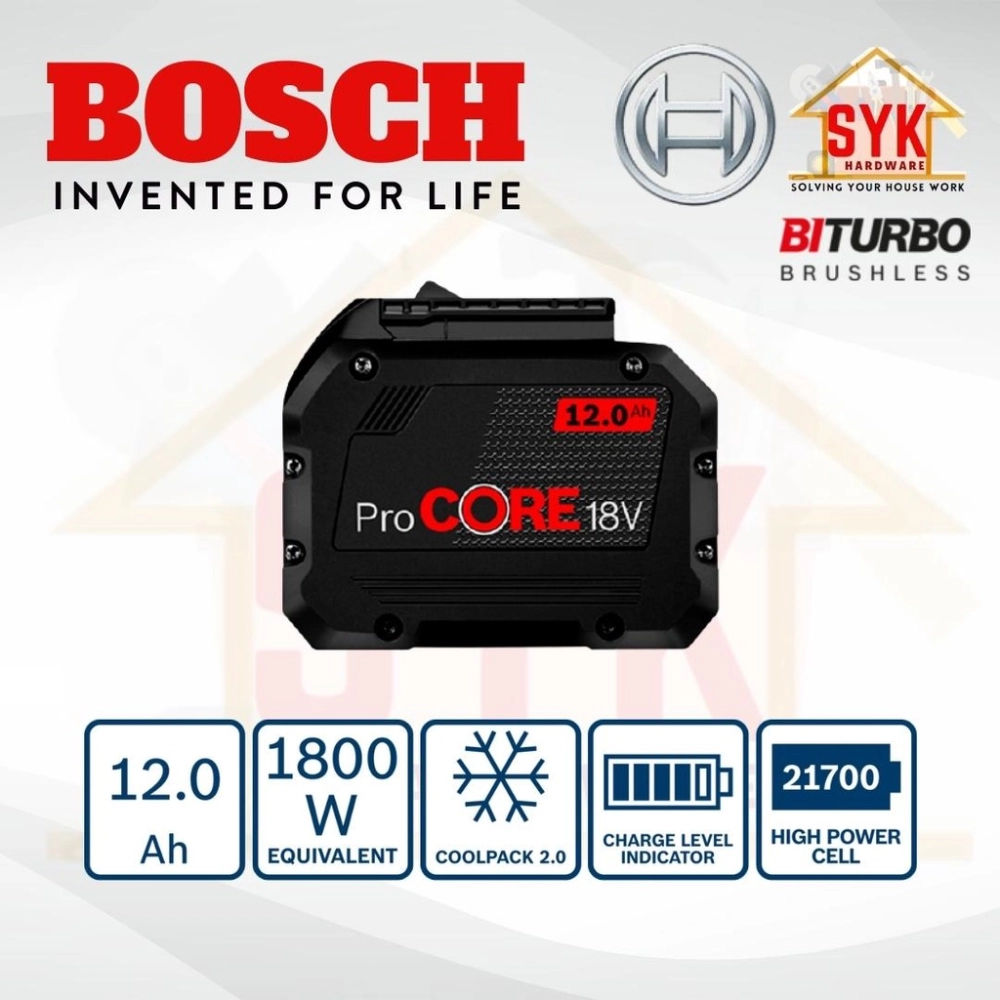 SYK BOSCH ProCORE18V 12.0Ah + GAL18v-160C Starter Set With Quick Charger  And Li-ion Battery Charger Battery - 1600A016GZ Negeri Sembilan, Malaysia  Supplier, Seller, Provider, Authorized Dealer
