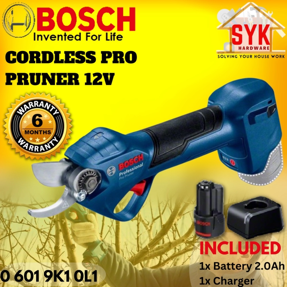 SYK Bosch Secateurs Pro Pruner Cordless 12V Pruning Shear Battery Hand Pruner Scissor Gunting pemangkas 06019K10L1