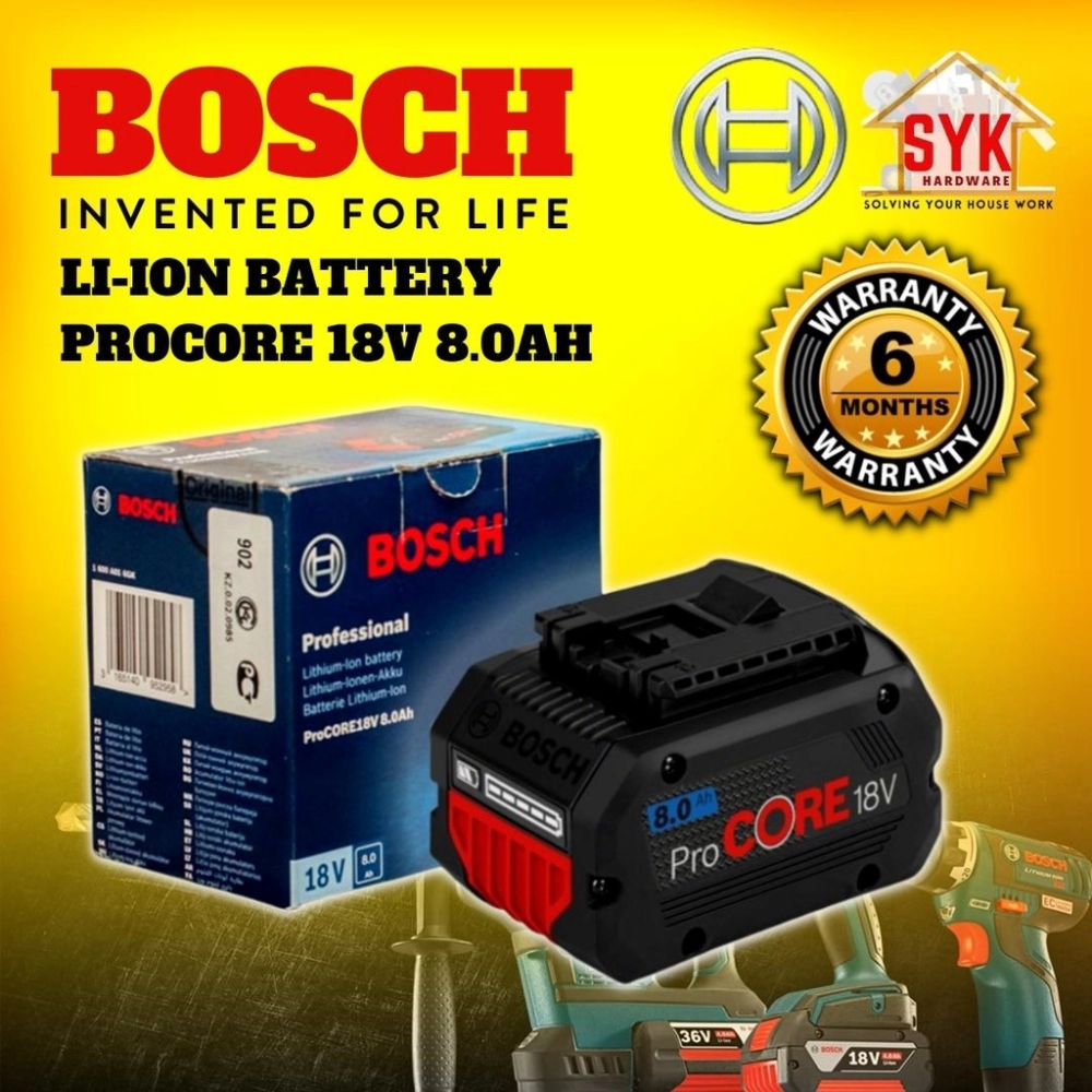 SYK Bosch ProCORE 18V 8.0Ah Lithium Ion Battery Rechargeable Battery Power Tools Bateri Cas Semula - 1 600 A01 93N