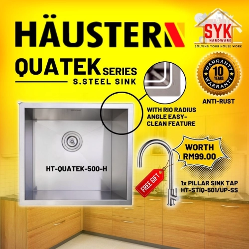 SYK (FREE SHIPPING) RUBINE HAUSTERN Quatek Series Single Sink Double Sink Sinki Stainless Steel Kitchen Sink Sinki Dapur