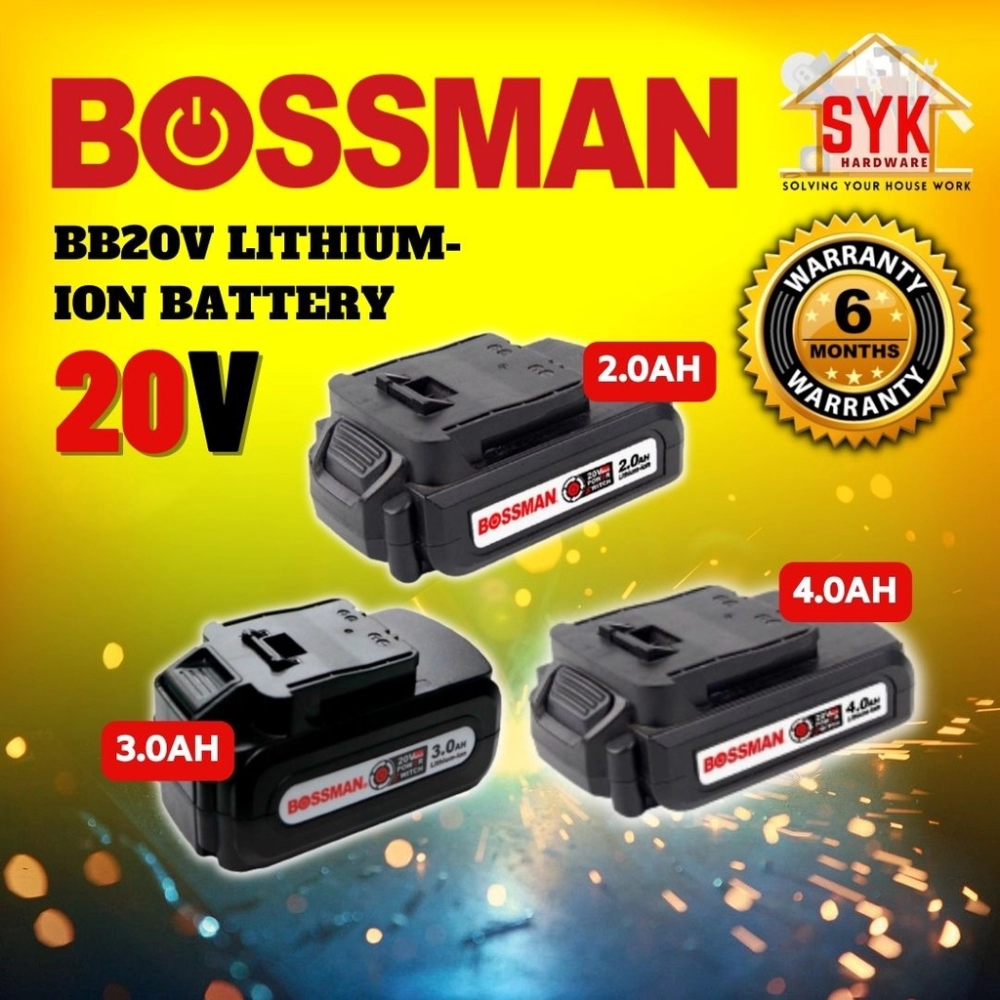 SYK BOSSMAN Rechargeable Battery 20V BB20V Lithium Li ion Battery Rechargable Battery Bateri Cas Semula