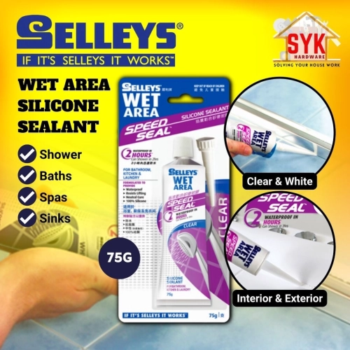 SYK Selleys Wet Area Silicone Sealant Clear 75g Silicone Glue DIY Tools Waterproof Sealer Kitchen Sink Shower Bathroom