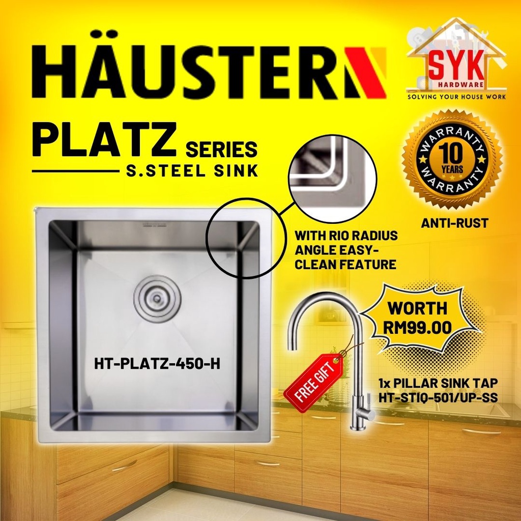 SYK (FREE SHIPPING) RUBINE HAUSTERN PLATZ SERIES Single Sink Double Sink Sinki Stainless Steel Kitchen Sink Sinki Dapur