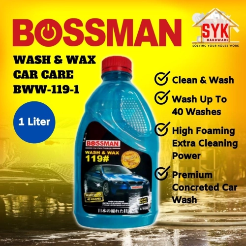 SYK Bossman BWW-119-1 (1 Liter) Wash & Wax Automobiles Car Care & Cleaning Tools Liquid Detergent Polisher Body Kereta