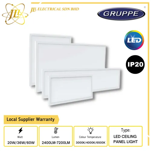 GRUPPE LPP01 ZENITH 220-240VAC 2400LM-7200LM IP20 LED CEILING TROFFER PANEL LIGHT [20W/36W/60W] [3000K/4000K/6500K] [RECESSED/SURFACE/PLASTER/SUSPENDED]