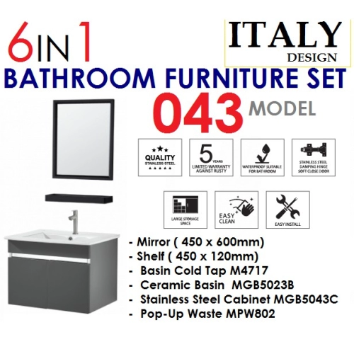 ITALY DESIGN CABINET SINKI / CABINET SINK 6IN1 BATHROOM FURNITURE SET 043