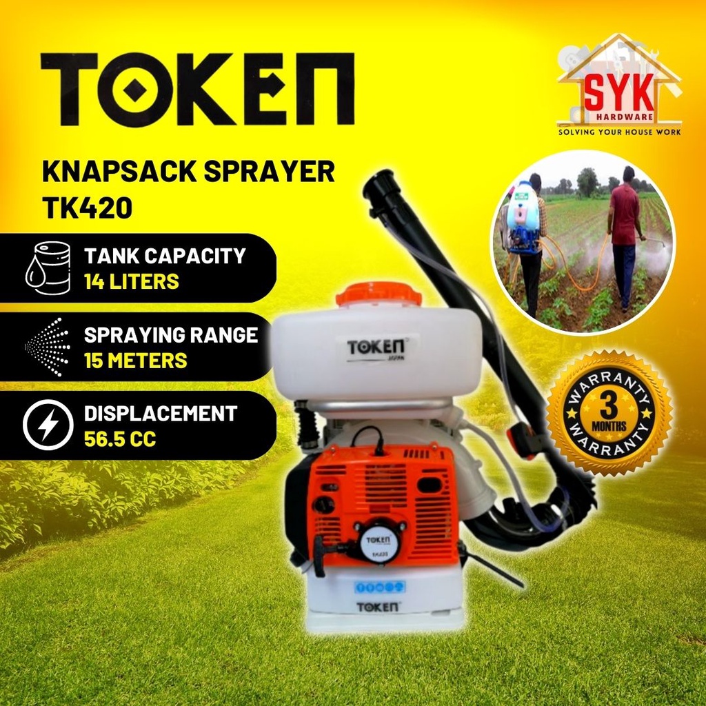 SYK TOKEN TK420 (14 Liter) Knapsack Sprayer Mist Blower Mist Duster Mesin Pump Racun Pam Racun Blower Angin