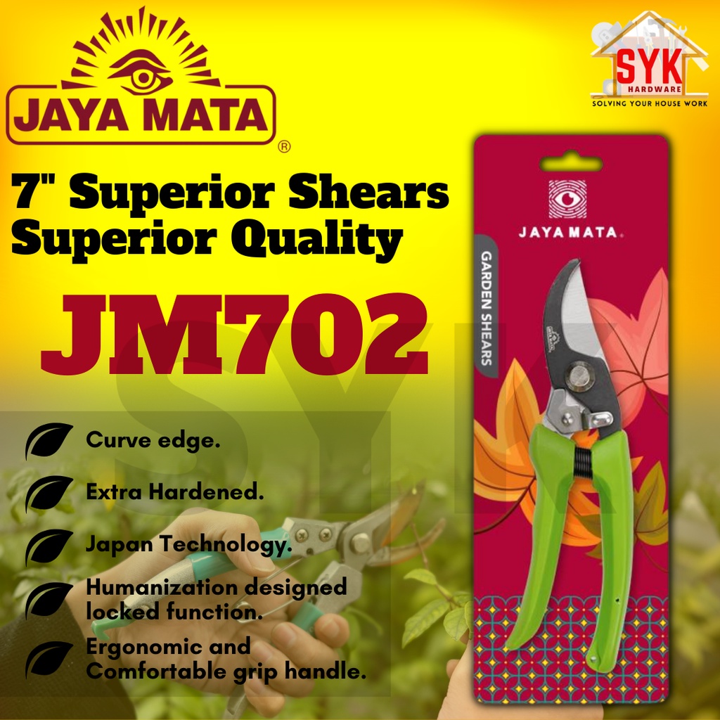 SYK Jaya Mata JM702  7" 180mm Superior Quality Garden Shears Portable Plants Cutter Pruning Scissors Gardening Tools