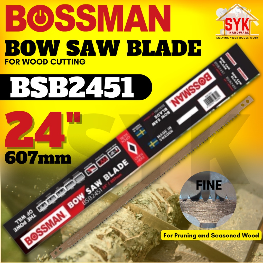 SYK Bossman BSB-2451 24Inch 607mm 1Pcs Bow Saw Blade Wood Cutting Sawing Replacement Blade Mata Gergaji Potong Kayu