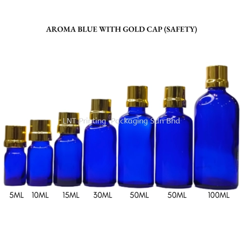 Aroma Blue Bottle With Gold Cap (SAFETY)