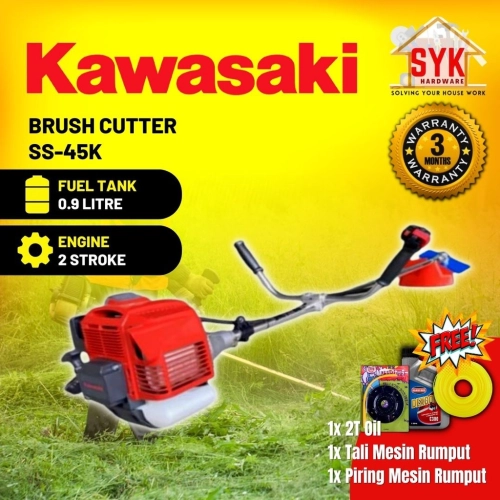 SYK Kawasaki Brush Cutter SS-45K 2 Stroke Engine Cordless Gasoline Grass Cutter Mesin Rumput Petrol - Free Gift