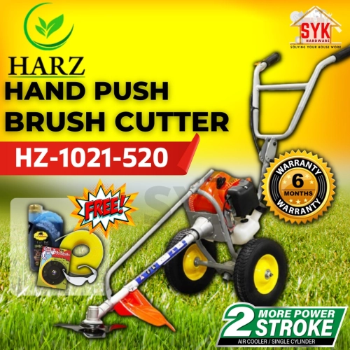 SYK HARZ HZ-1021-520 Hand Push 2 Stroke Brush Cutter 2 Wheel Brush Cutter Mesin Rumput Tolak 2 Roda (52cc) FREE GIFT