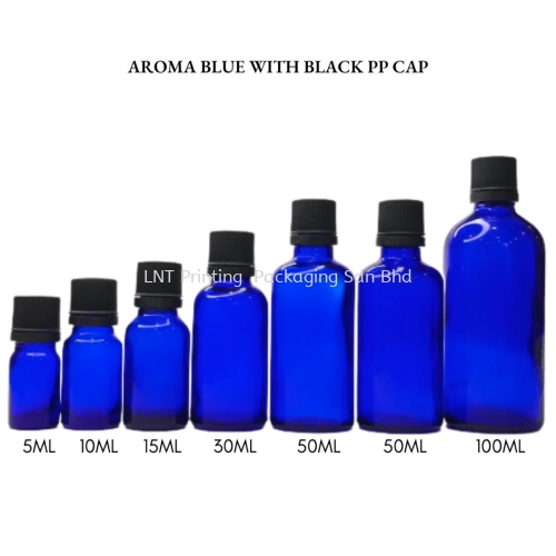 Aroma Blue Bottle with Black PP Cap 