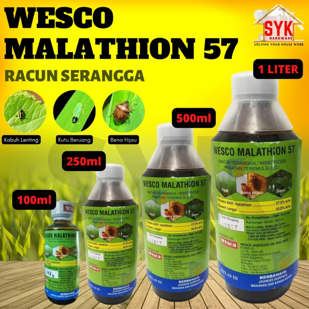 SYK 100ml 250ml 500ml 1L Wesco Malathion 57 Agriculture Insecticide Control Chemical Racun Serangga Malathion 57 Home & Livings Gardening Negeri Sembilan, Malaysia Supplier, Seller, Provider, Authorized Dealer | JUN SENG TRADING