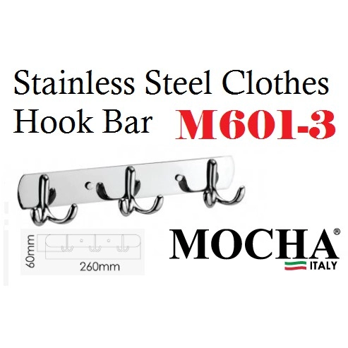 MOCHA  M601-3 201 Stainless Steel Clothes Hook Bar Batang Cangkuk Kain