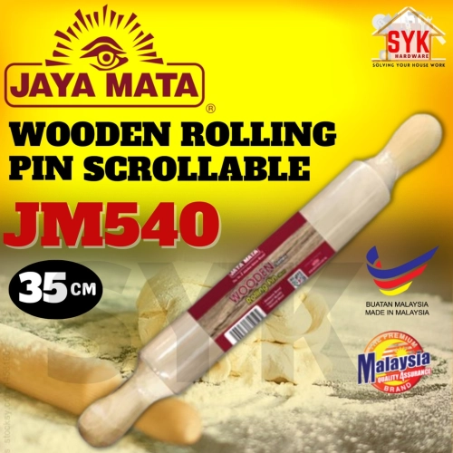 SYK Jaya Mata JM540 35cm Natural Wooden Rolling Pin Scrollable Pin Dough Roller Kayu Gelek Pengelek Kuih