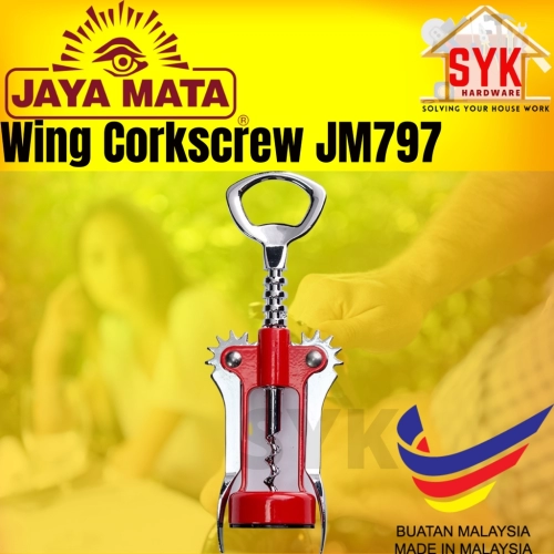 SYK Jaya Mata Red Wing Corkscrew Easy Wine Bottel Opener Mov Stainless Steel Alat Pembuka Botol JM797