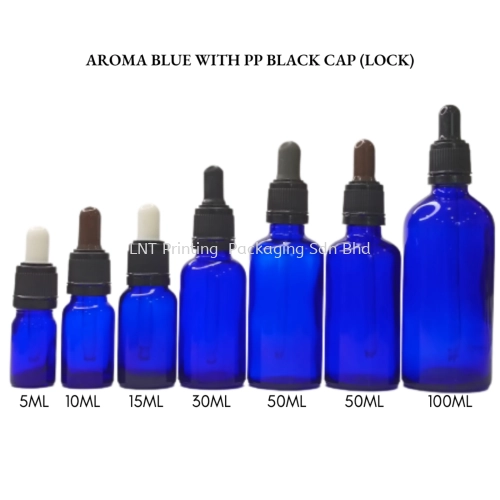 Aroma Blue Bottle with Black PP Cap (LOCK)