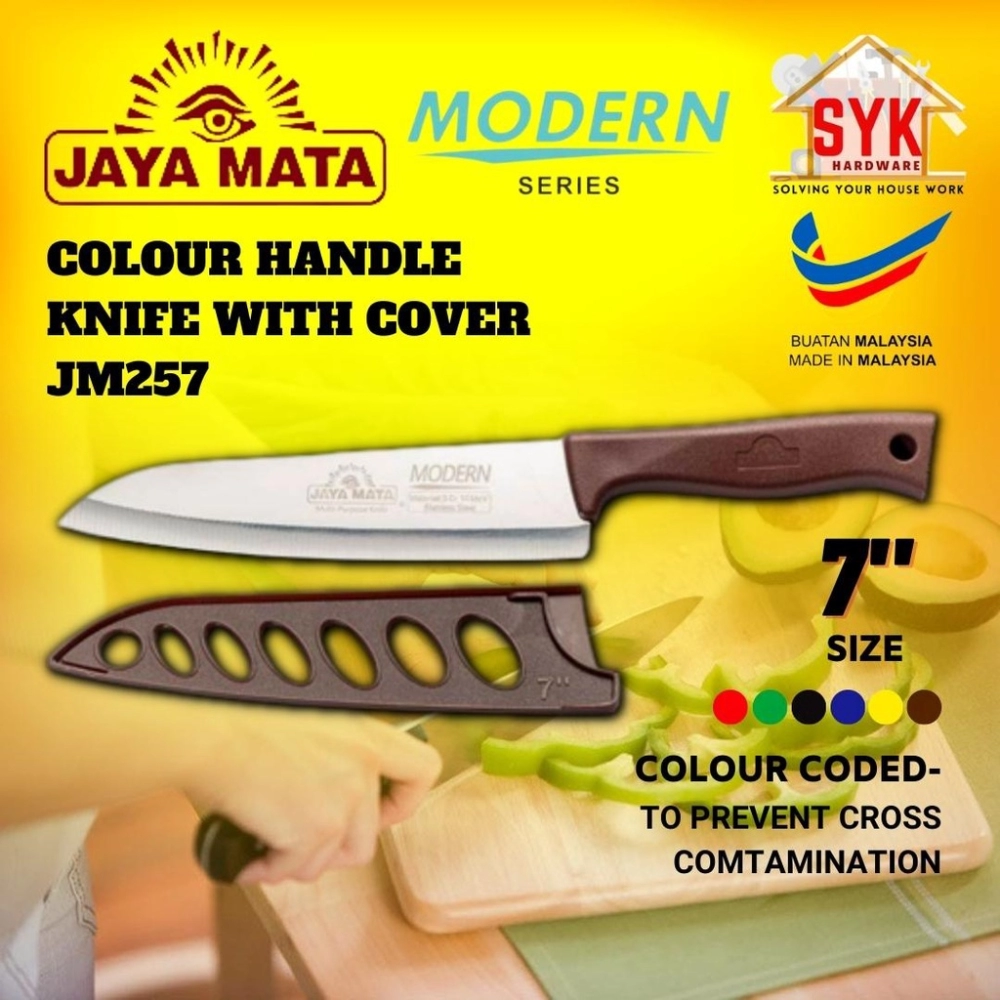 SYK Jaya Mata 7" Colour Handle Knife With Cover JM257 Stainless Steel Kitchen Knife Kitchenware Pisau Dapur