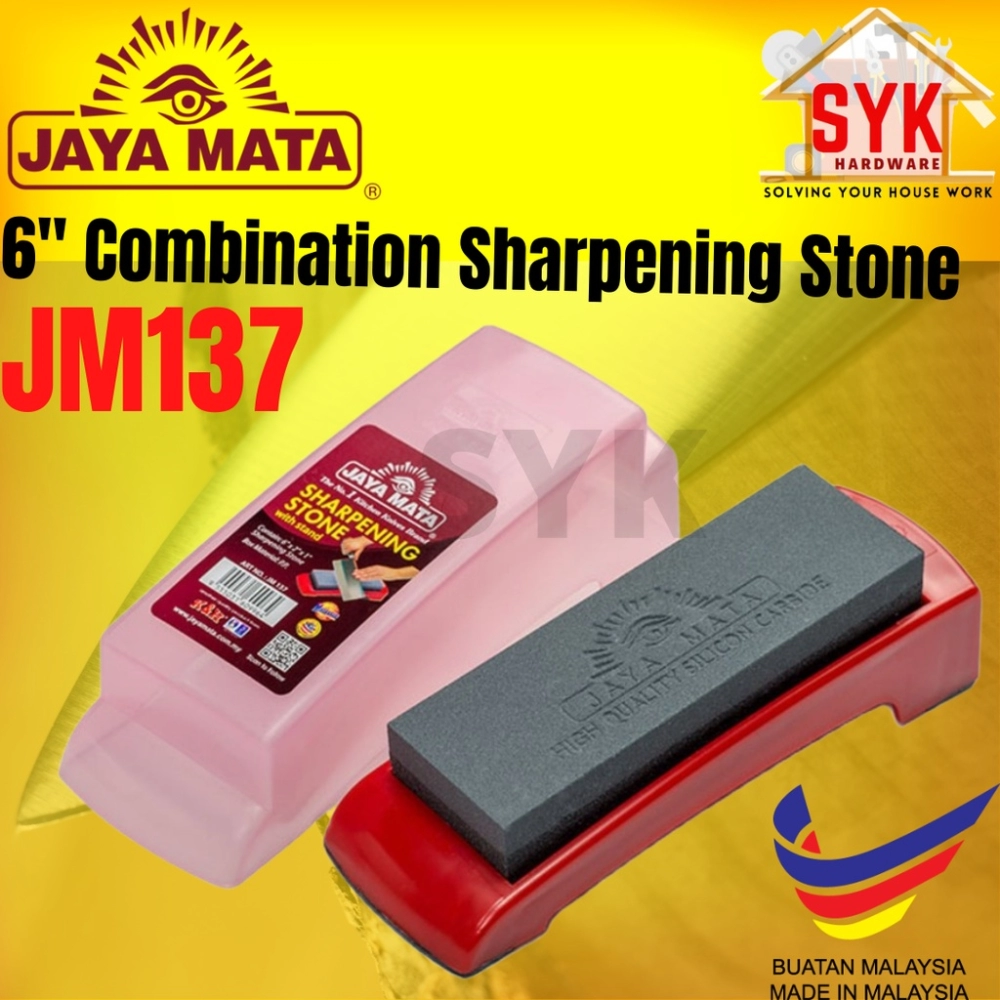 SYK JAYA MATA 6 Inch Combination Sharpening Stone Knife Sharpener Natural Whetstone Batu Asah Pisau JM137