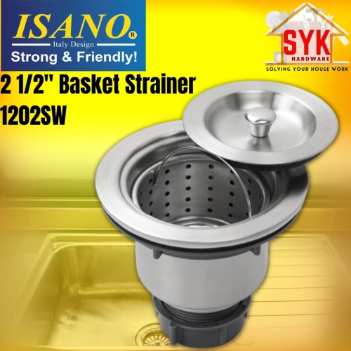 SYK ISANO 2 -1/2 Inch Stainless Steel Waste Gasket Strainer For Kitchen Sink Drain 1202SW Tapis Sink Sisa Makanan