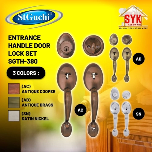 SYK ST GUCHI SGTH-380 Entrance Handle Door Lock Set Double Handle Gripset Main Door Sliding Door Handle Pemegang Pintu