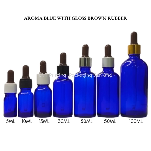 Aroma Blue Bottle with Gloss Brown Rubber