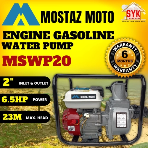 SYK MOSTAZ MOTO MSWP20 6.5Hp Gasoline Engine Water Pump Engine Pump Pam Air Enjin Pam Air Pump Air Enjin Petrol