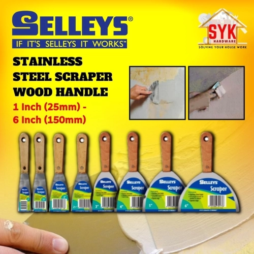SYK Selleys Scrapper Stainless Steel Wood Handle Paint Floor Wall Scraper Wallpaper Construction Tools 刮刀