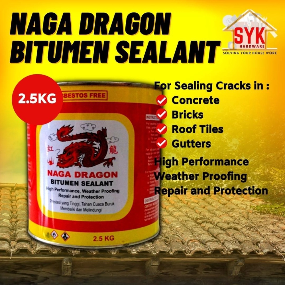 SYK Naga Dragon Bitumen Sealant 2.5kg Industrial Adhesive Sealing Compund Gam Kolam Bocoh Penampal Atap Bocor