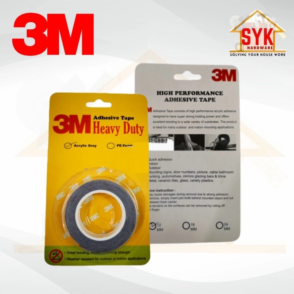 3M Heavy Duty Double Sided Foam Tape 12mm/18mm/24mm X 1.5M