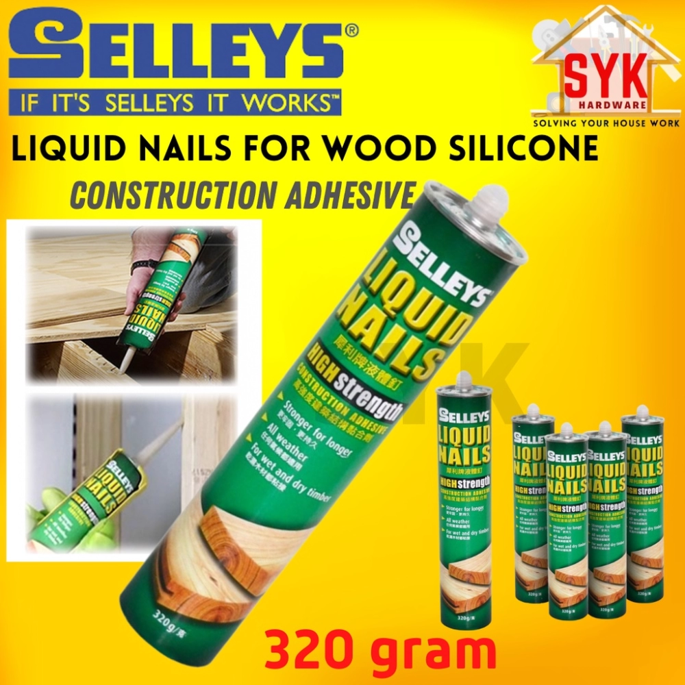 SYK SELLEYS Liquid Nails High Strength Construction Adhesive ls for Mosaic Tile Wood Wainscoting Chair Trim 320g