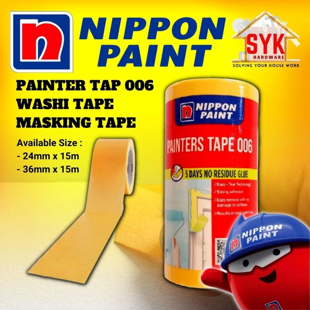 SYK NIPPON PAINT Painter Tape 006 (1Pcs) Washi Tape Masking Tape For Painting Straping Tape Paint Tape 胶带