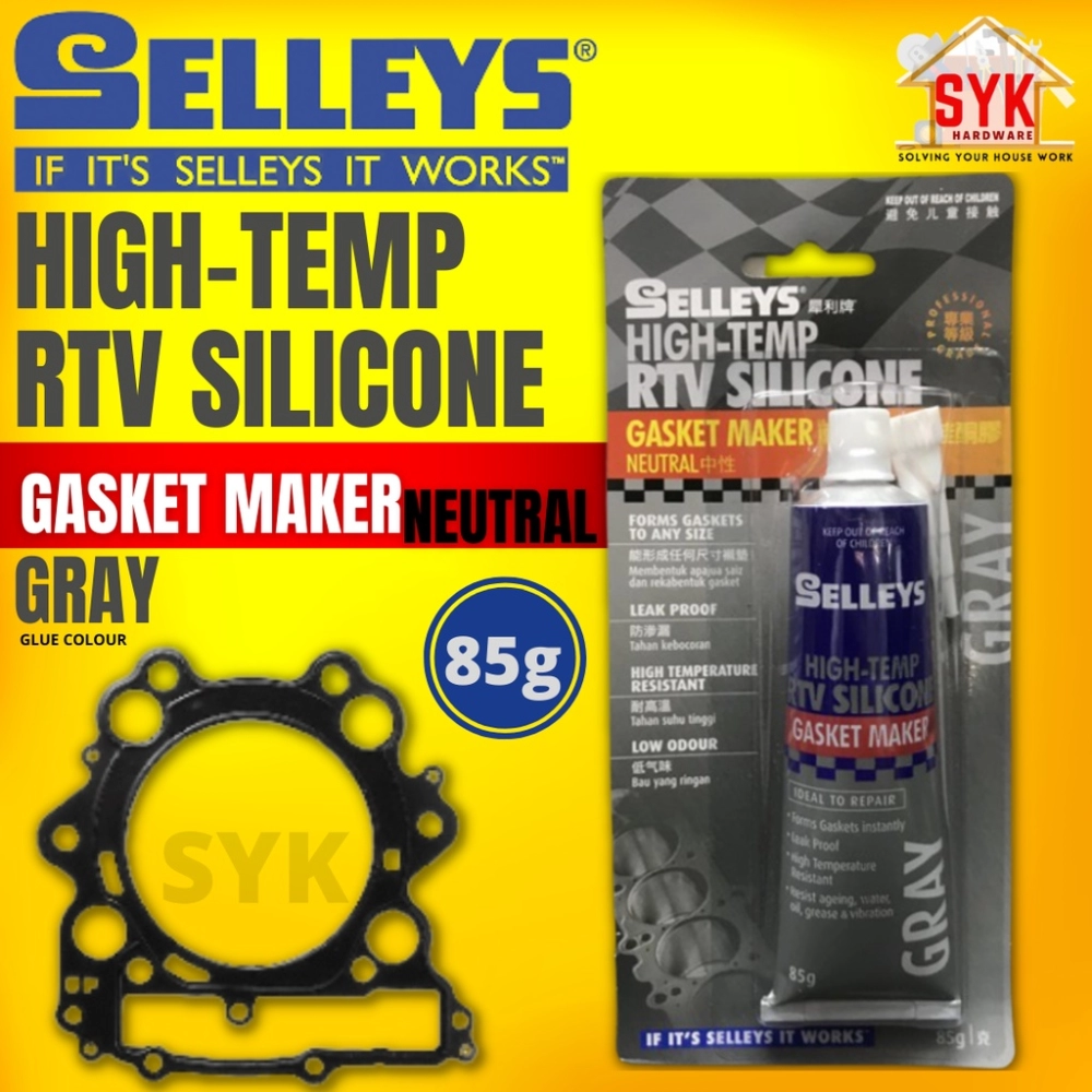 SYK SELLEYS  High -Temp RTV Silicone Gasket Maker Neutral Silikon Penutup Injap Gam Silikon Kota Gear dan Pam (85g)(85g)