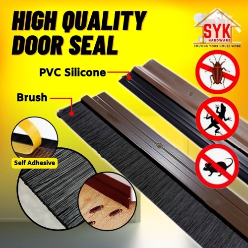 SYK High Quality Door Seal With Double Side Tape and Screws Door Stopper Rubber Penyedal Penutup Lubang Bawah Pintu