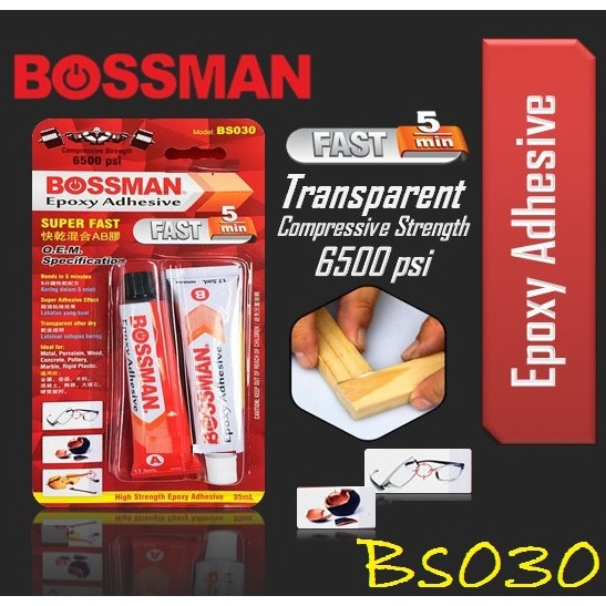 BOSSMAN Epoxy Adhesive BS030,BS032,BS034 / Silicone RTV Grey BS036, Red BS038 / Hydro Stamp Underwater BS040
