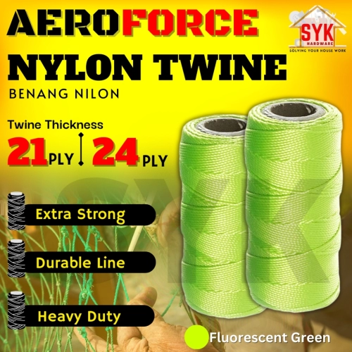 SYK 210D 21PLY 24PLY Fluorescent Green Nylon Twine Multipurpose Twine Yarn Fishing Nylon String Twine Benang Nylon