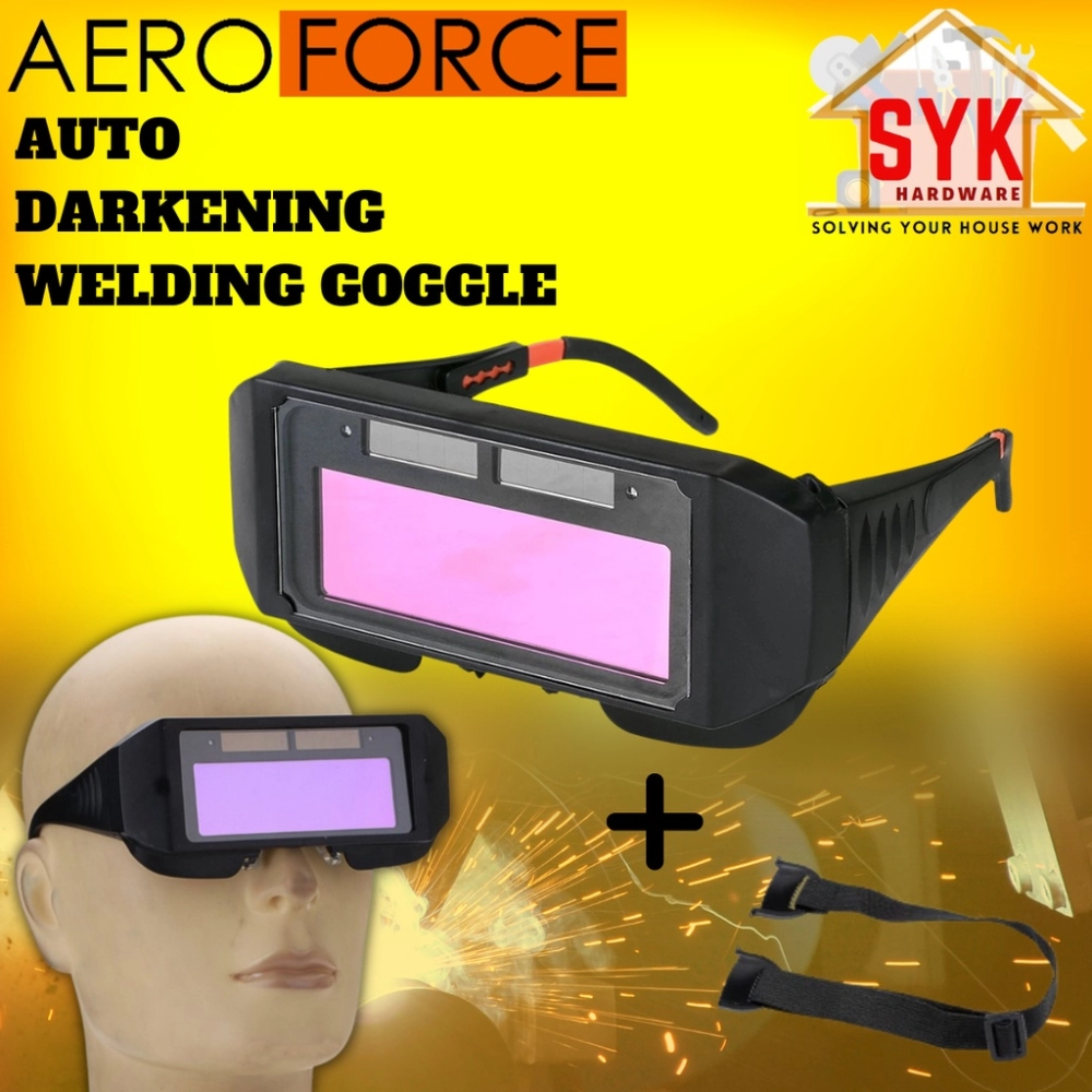 SYK AeroForce Solar Auto Darkening Welding Goggle Glass Eyes Goggle Welder Glass Eyes Shield Solar Cermin Mata Welding