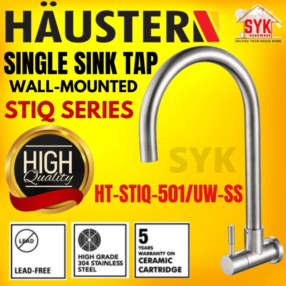 SYK RUBINE HAUSTERN Single Level Kitchen Mixer With U Spout HT-STIQ-501/UW-SS (Wall-mounted Kitchen Tap)