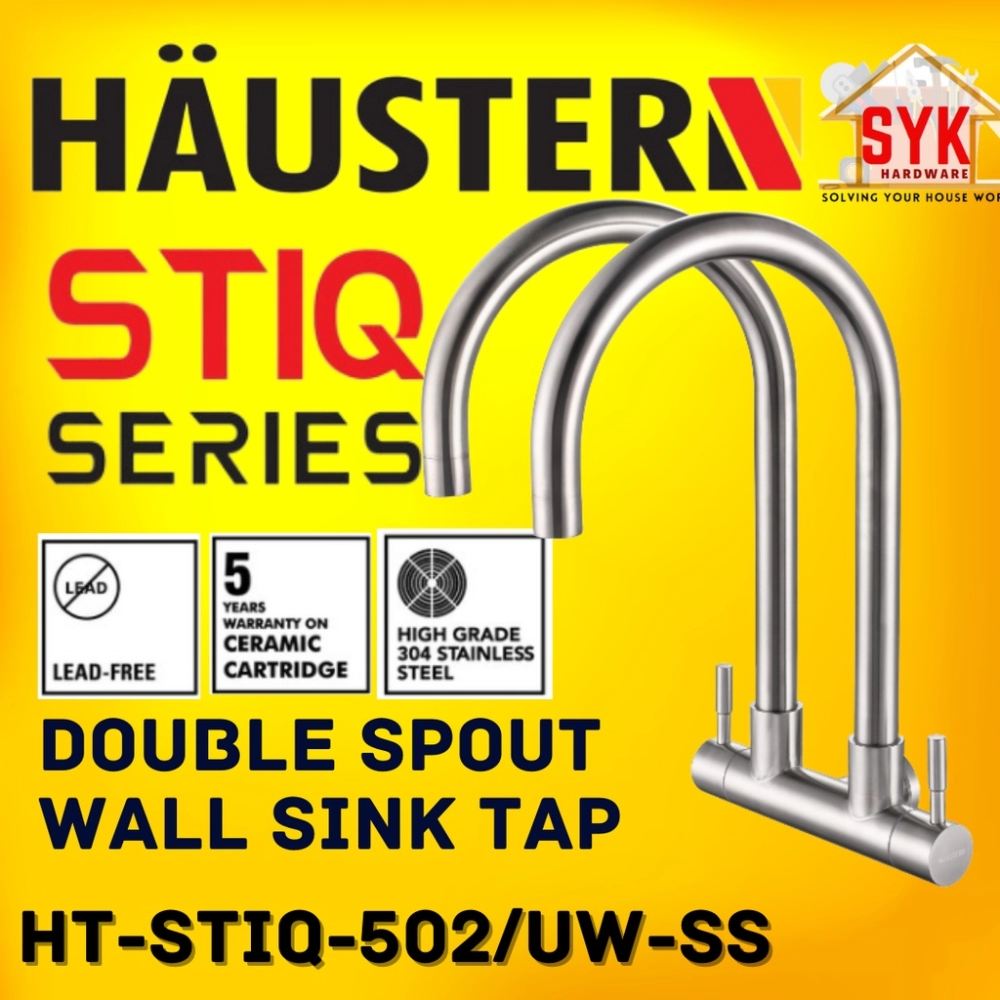 SYK RUBINE HAUSTERN HT-STIQ-502/UW-SS Double Spout Wall Sink Tap Kitchen Tools ( Wall-Mounted Sink Tap)