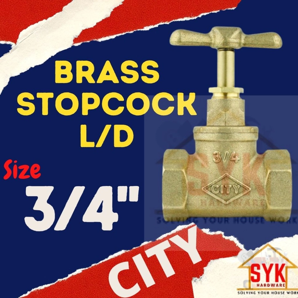 CITY  3/4" BRASS STOPCOCK L/D Stopkok Tembaga