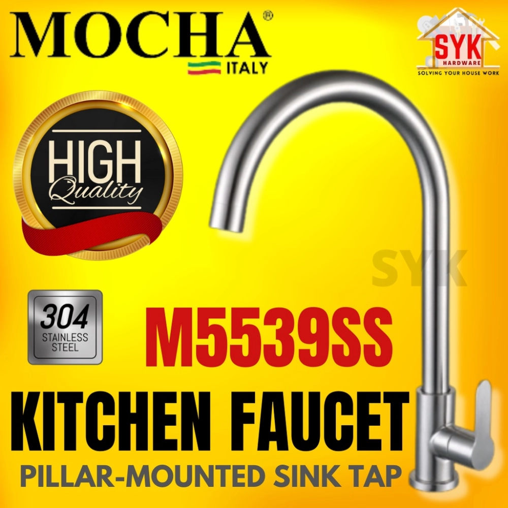 SYK MOCHA M5539SS Stainless Steel Pillar-Mounted Kitchen Single Faucet Tap Paip Sinki Dapur Paip Dapur