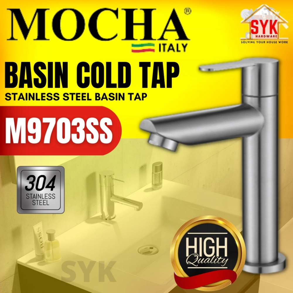 SYK MOCHA M9703SS Stainless Steel Basin Cold Tap Bathroom Faucets Basin Tap Paip Besen Paip Tandas