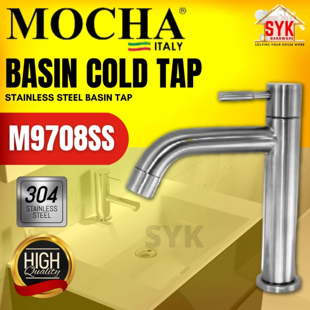 SYK MOCHA M9708SS Stainless Steel Basin Cold Tap Bathroom Faucets Basin Tap Paip Besen Keluli Tahan Karat Paip Tandas